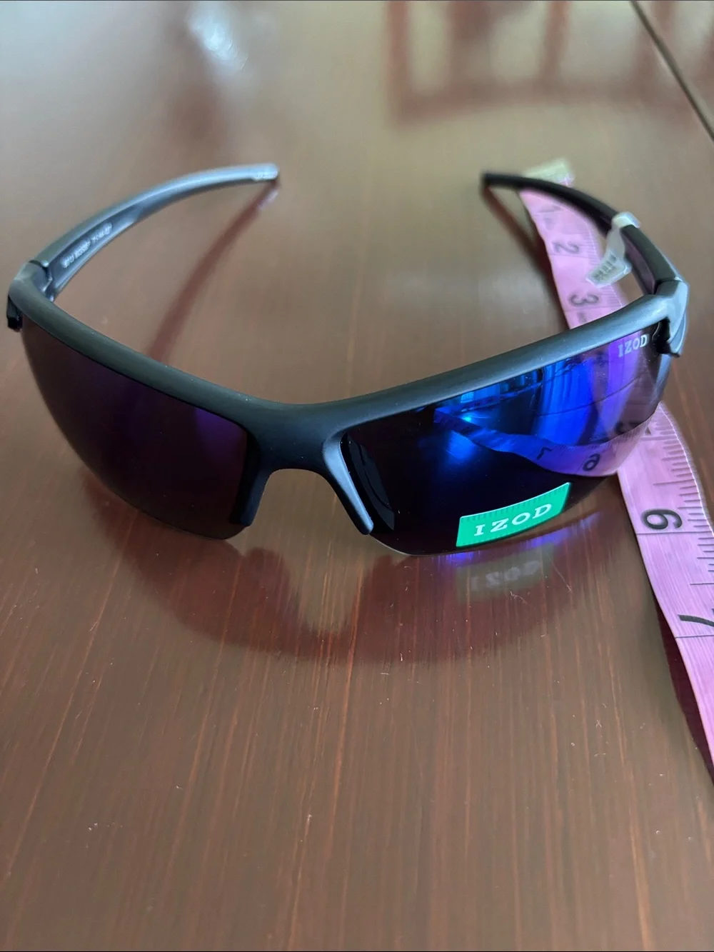 Izod Blue Mirror Rimless wrap around frame, 100% UV protection sporty,6013